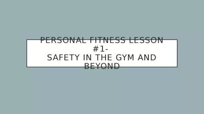 Personal Fitness Lesson #1-