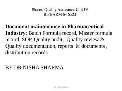 Pharm. Quality Assurance Unit IV