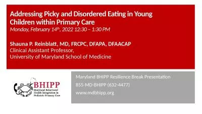 Addressing Picky and Disordered Eating in Young Children within Primary Care