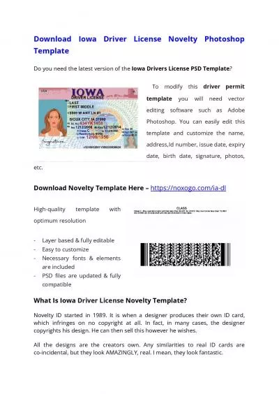 Iowa Drivers License PSD Template – Download Photoshop File