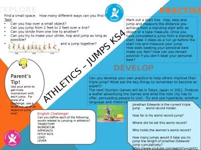 Athletics – jumps KS4 Find a small space.   How many different ways can you find to travel?