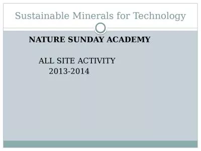 Sustainable Minerals for Technology