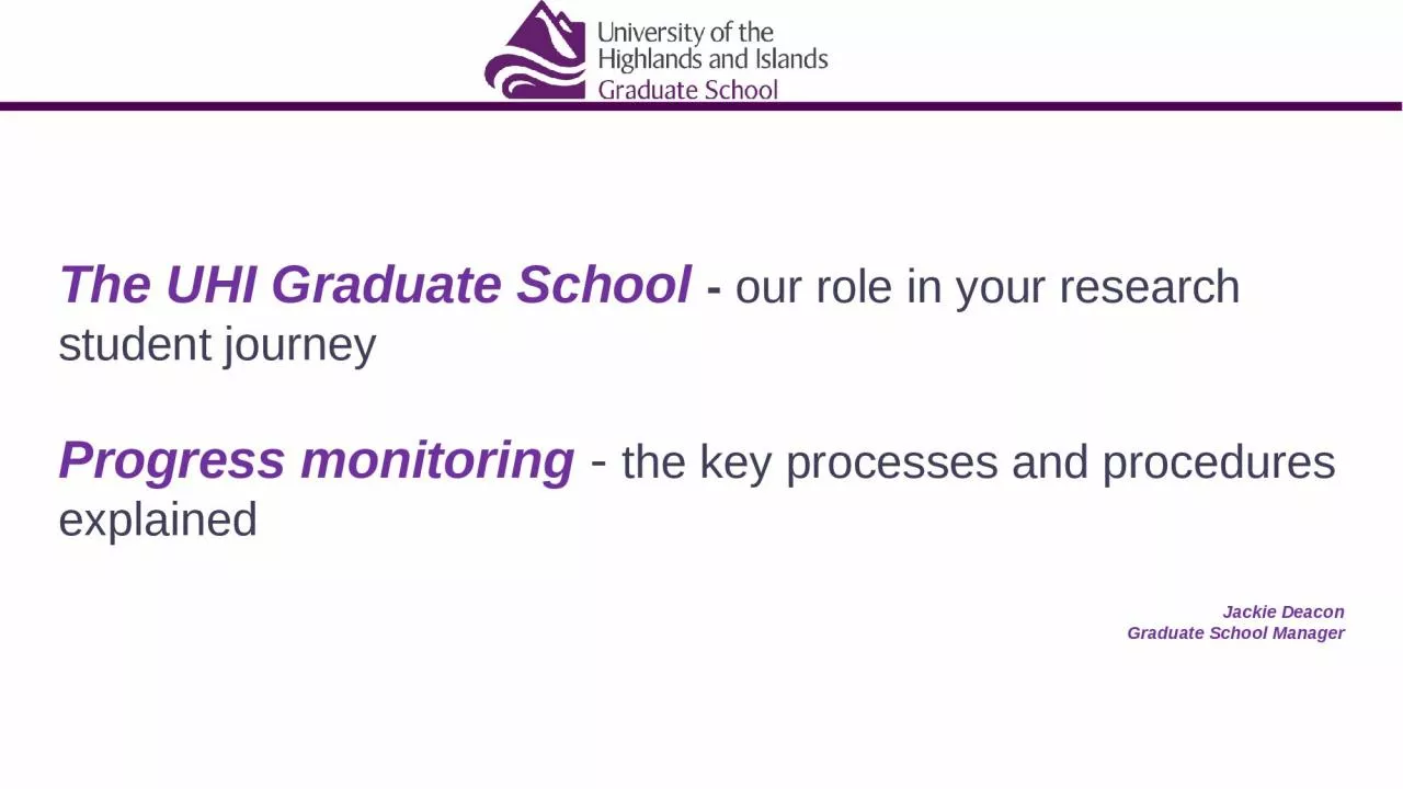 PPT-The UHI Graduate School