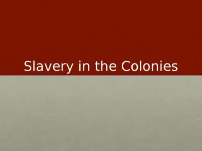 Slavery in the Colonies Overview