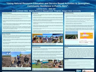 “ Using Natural Resource Education and Service Based Activities to Strengthen Community Resilienc