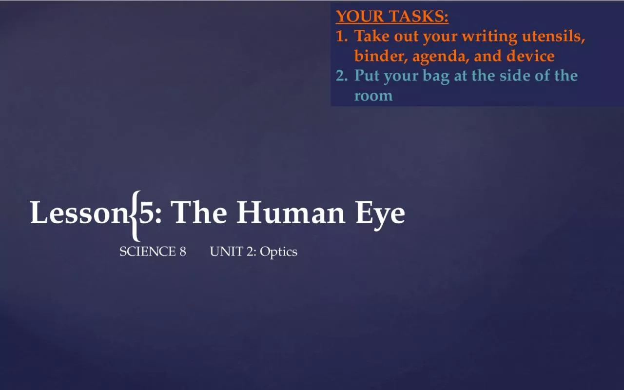 PPT-Lesson 5 : The Human Eye