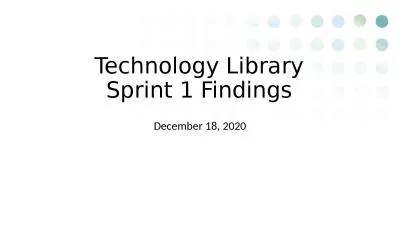 Technology Library Sprint 1 Findings