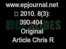 www.epjournal.net – 2010. 8(3): 390-404  Original Article Chris R