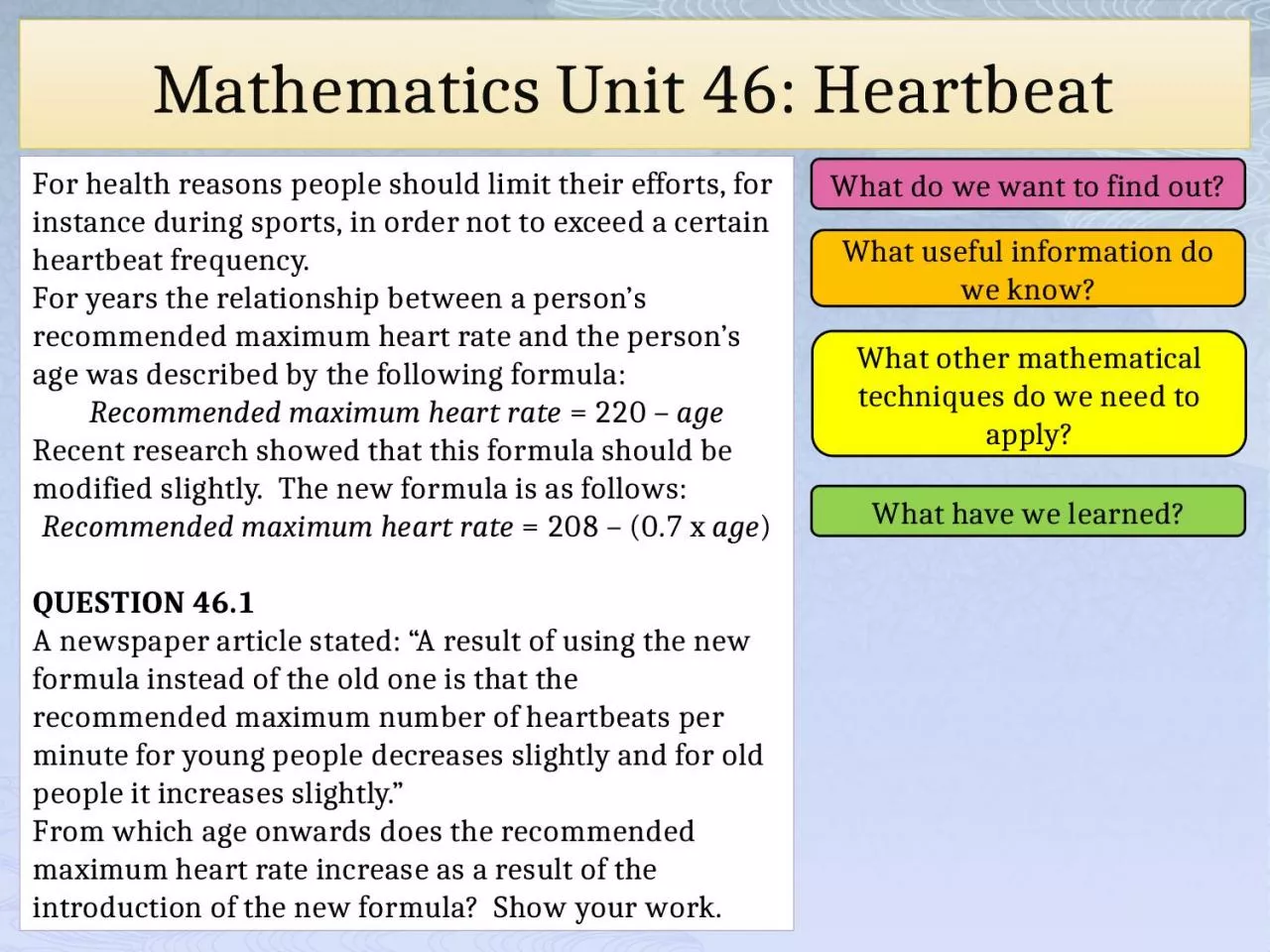 PPT-Mathematics Unit 46: Heartbeat