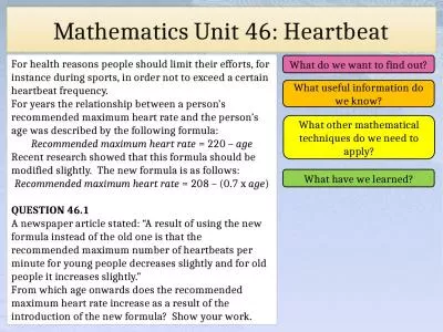 Mathematics Unit  46: Heartbeat