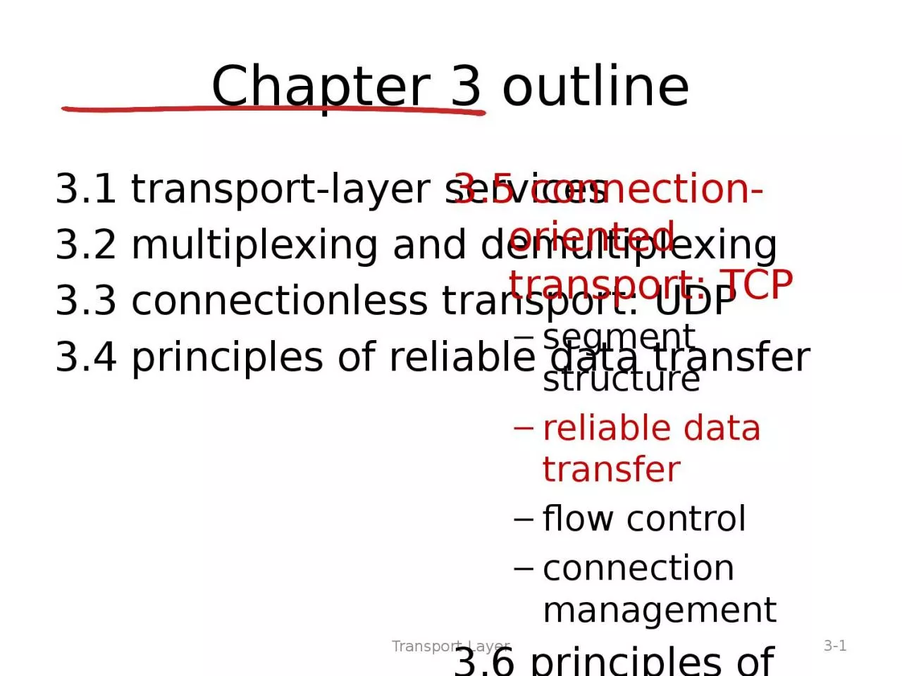 Transport   Layer 3- 1 Chapter 3 outline