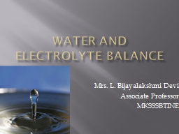 Water and Electrolyte Balance