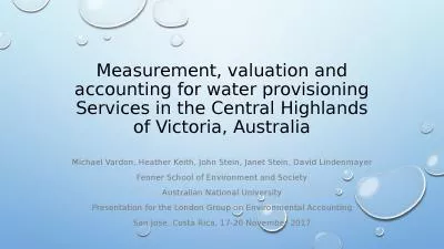 Measurement, valuation and accounting for water provisioning Services in the Central