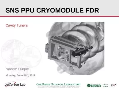 SNS PPU CRYOMODULE FDR Cavity Tuners