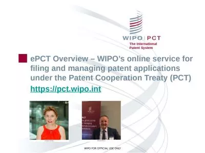 ePCT   Overview –  WIPO’s online service for filing and managing patent applications