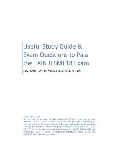 Useful Study Guide & Exam Questions to Pass the EXIN ITSMF18 Exam