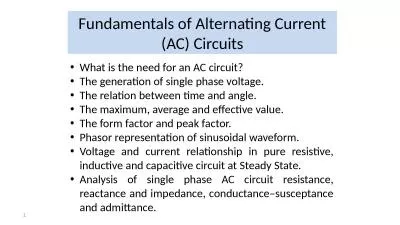 Fundamentals of Alternating Current (AC) Circuits