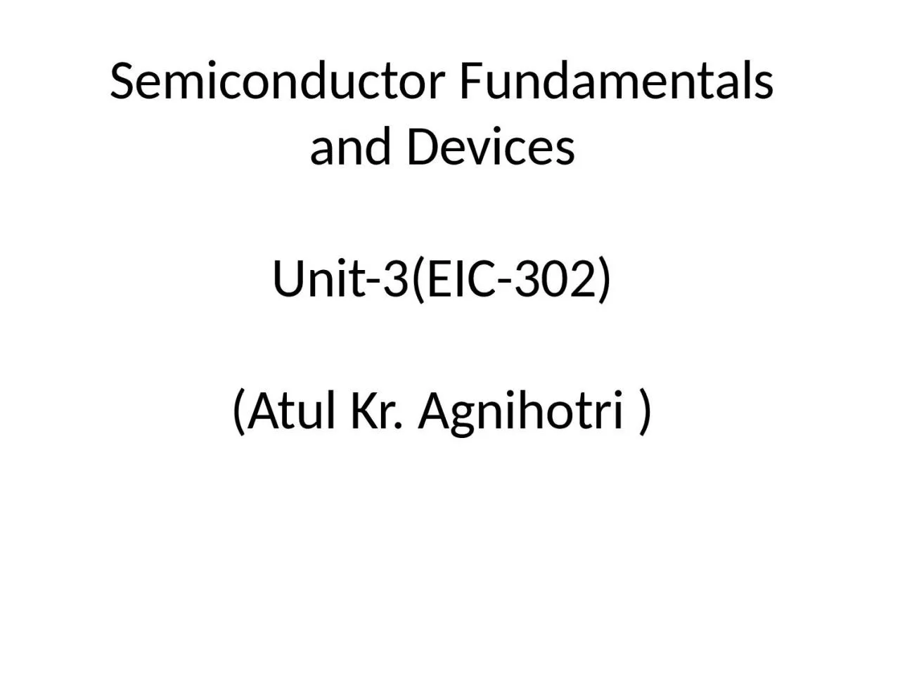 PPT-Semiconductor Fundamentals and