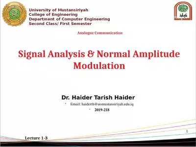 1 Signal Analysis  &