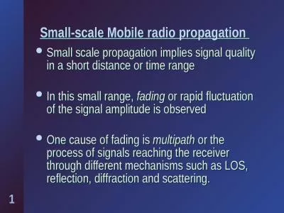 Small-scale Mobile radio propagation