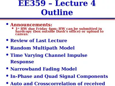 EE359 – Lecture 4 Outline