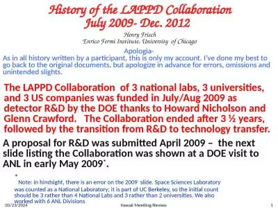 History of the LAPPD Collaboration