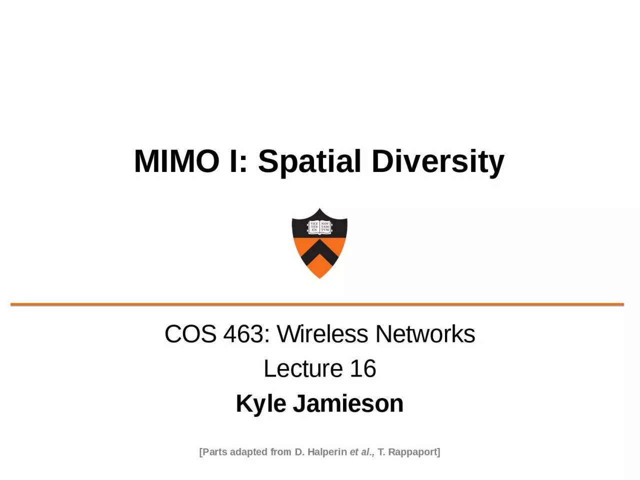 PPT-MIMO I: Spatial Diversity