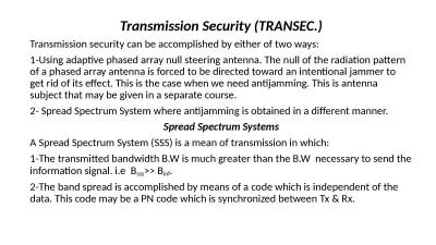 Transmission Security (TRANSEC.)