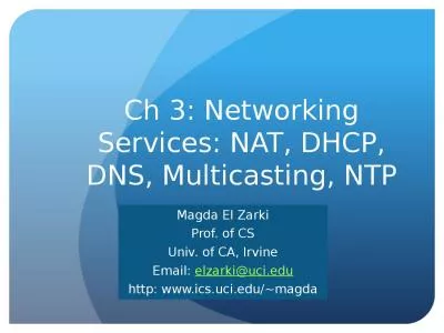Ch  3: Networking Services: NAT, DHCP, DNS, Multicasting, NTP
