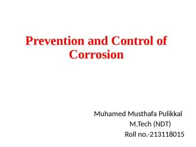 P revention and Control of Corrosion
