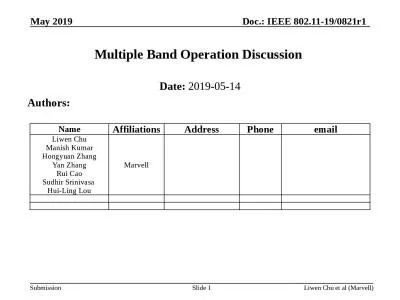 Multiple Band Operation Discussion