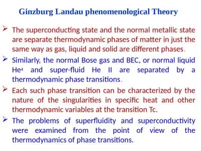 Ginzburg  Landau phenomenological Theory