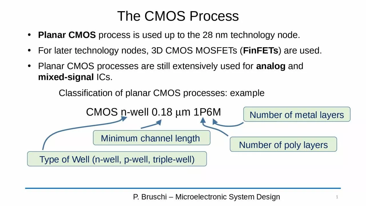 PPT-The CMOS Process P. Bruschi – Microelectronic System Design