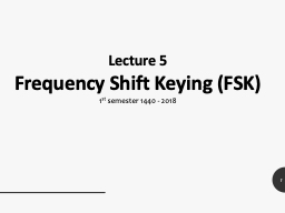 1 Lecture 5 Frequency Shift Keying (FSK)