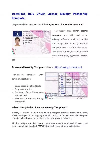 Italy Drivers License PSD Template – Download Photoshop File