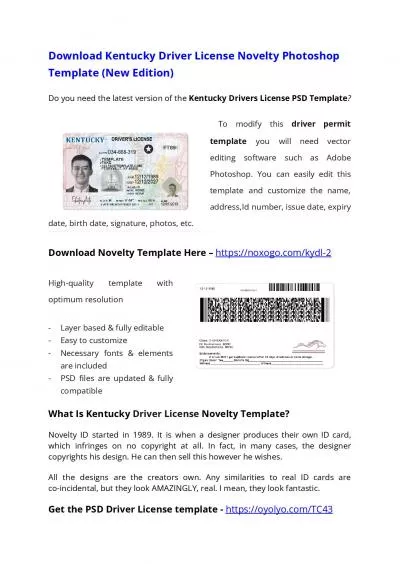 Kentucky Drivers License PSD Template (New Edition) – Download Photoshop File