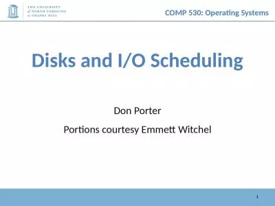 Disks and I/O Scheduling