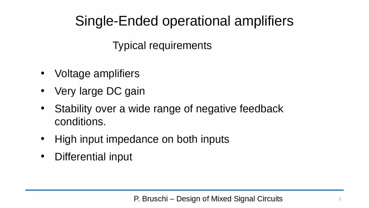 PPT-Single-Ended operational amplifiers