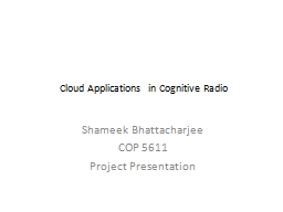 Cloud Applications  in Cognitive Radio