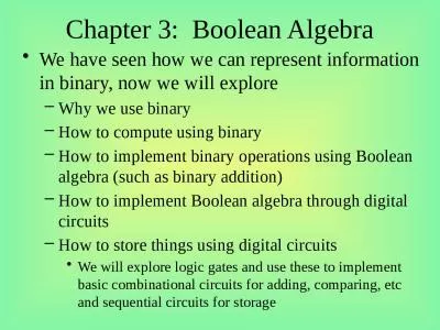 Chapter 3:  Boolean Algebra
