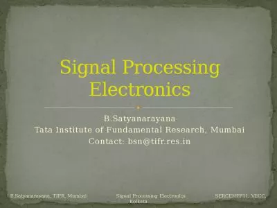 B.Satyanarayana Tata Institute of Fundamental Research, Mumbai