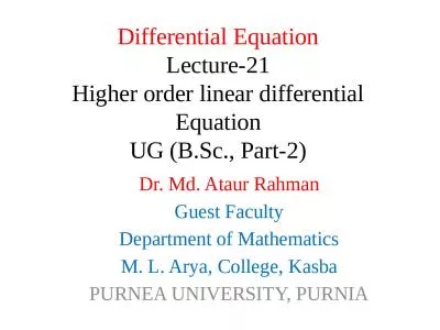Differential Equation Lecture-21
