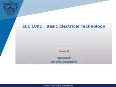 ELE 1001:  Basic Electrical Technology