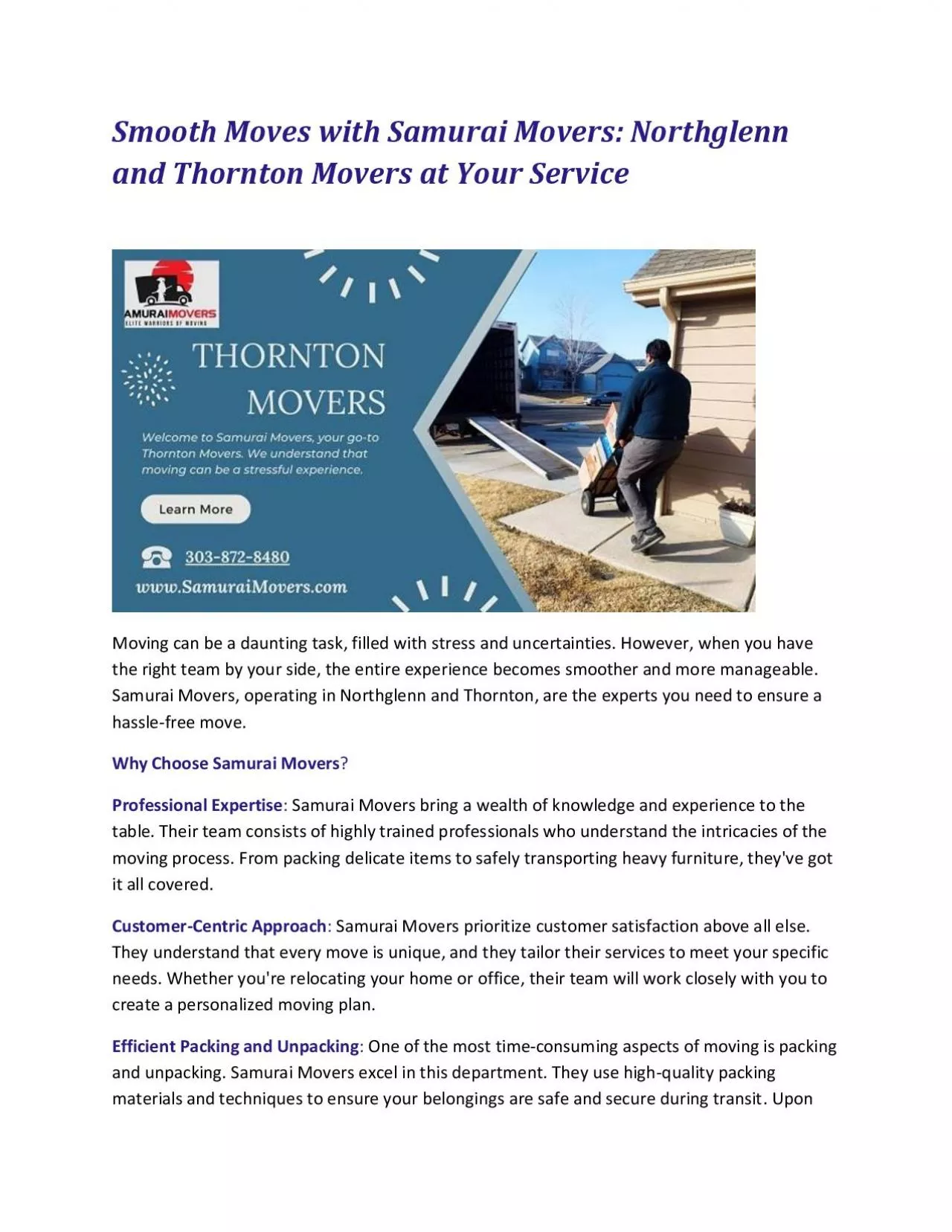 PDF-Smooth Moves with Samurai Movers: Northglenn and Thornton Movers at Your Service