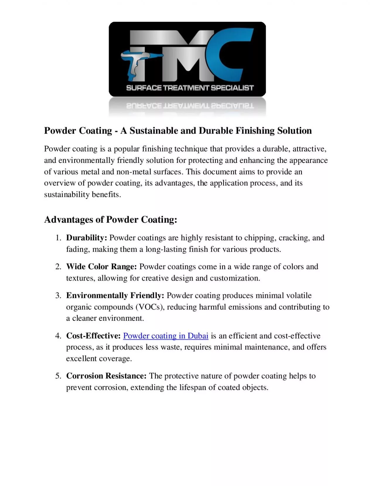 Powder Coating - A Sustainable and Durable Finishing Solution