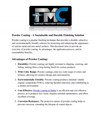 Powder Coating - A Sustainable and Durable Finishing Solution