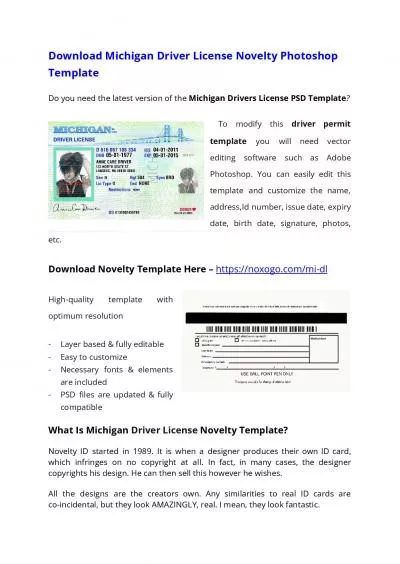 Michigan Drivers License PSD Template – Download Photoshop File