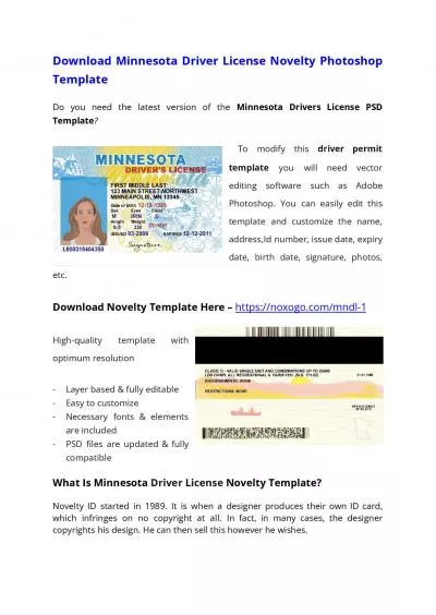 Minnesota Drivers License PSD Template – Download Photoshop File