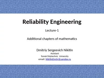 Reliability Engineering Dmitriy