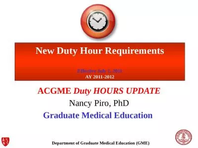 ACGME  Duty HOURS UPDATE